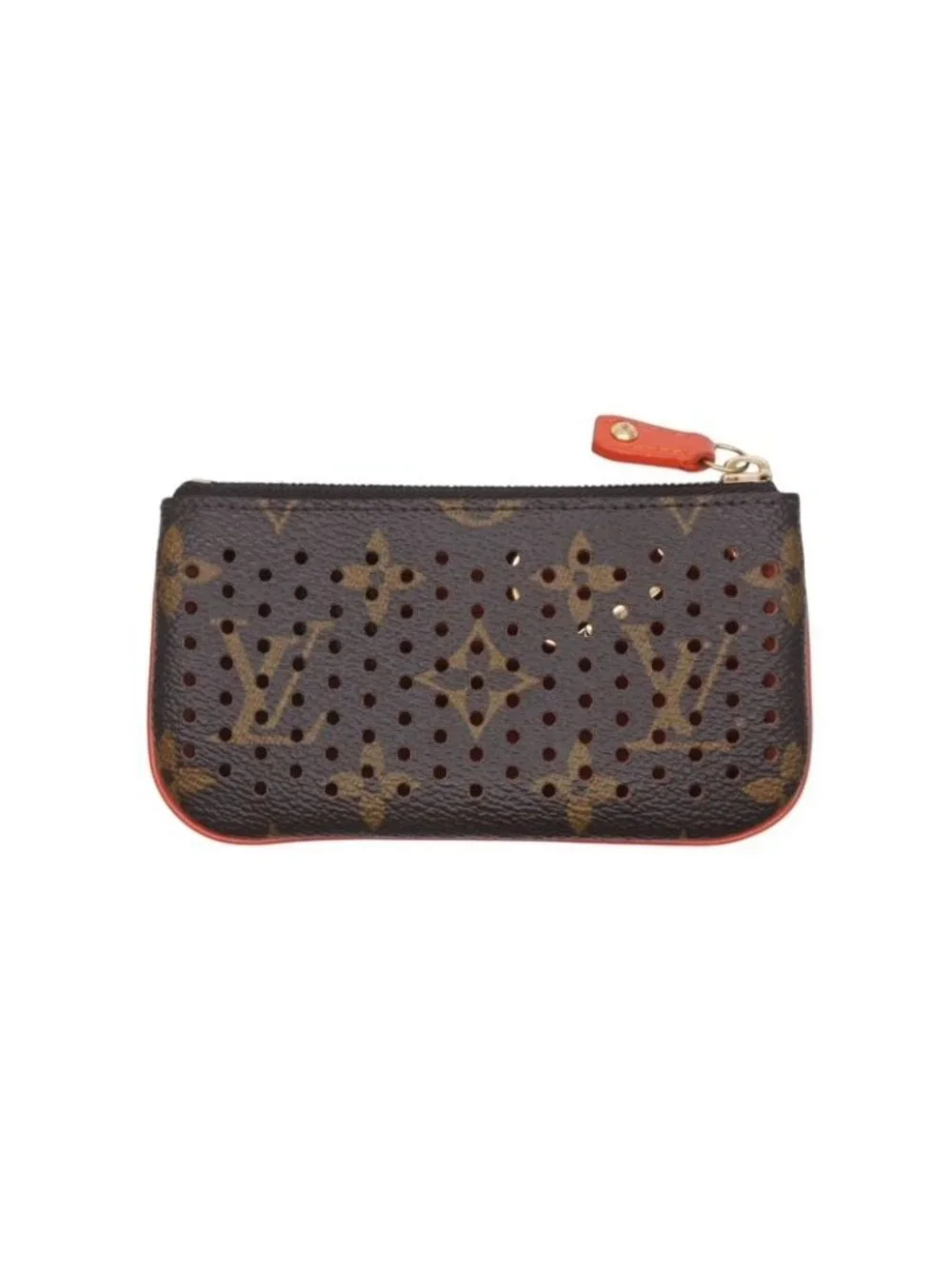 Louis Vuitton Pochette Cles Coin Purse Monogram Perfo Leather Orange